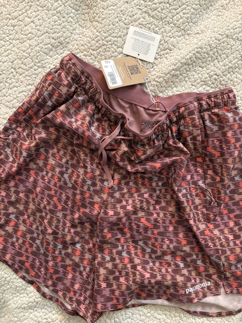 Patagonia Women's Printed Trail Shorts in Mauve and Rust
